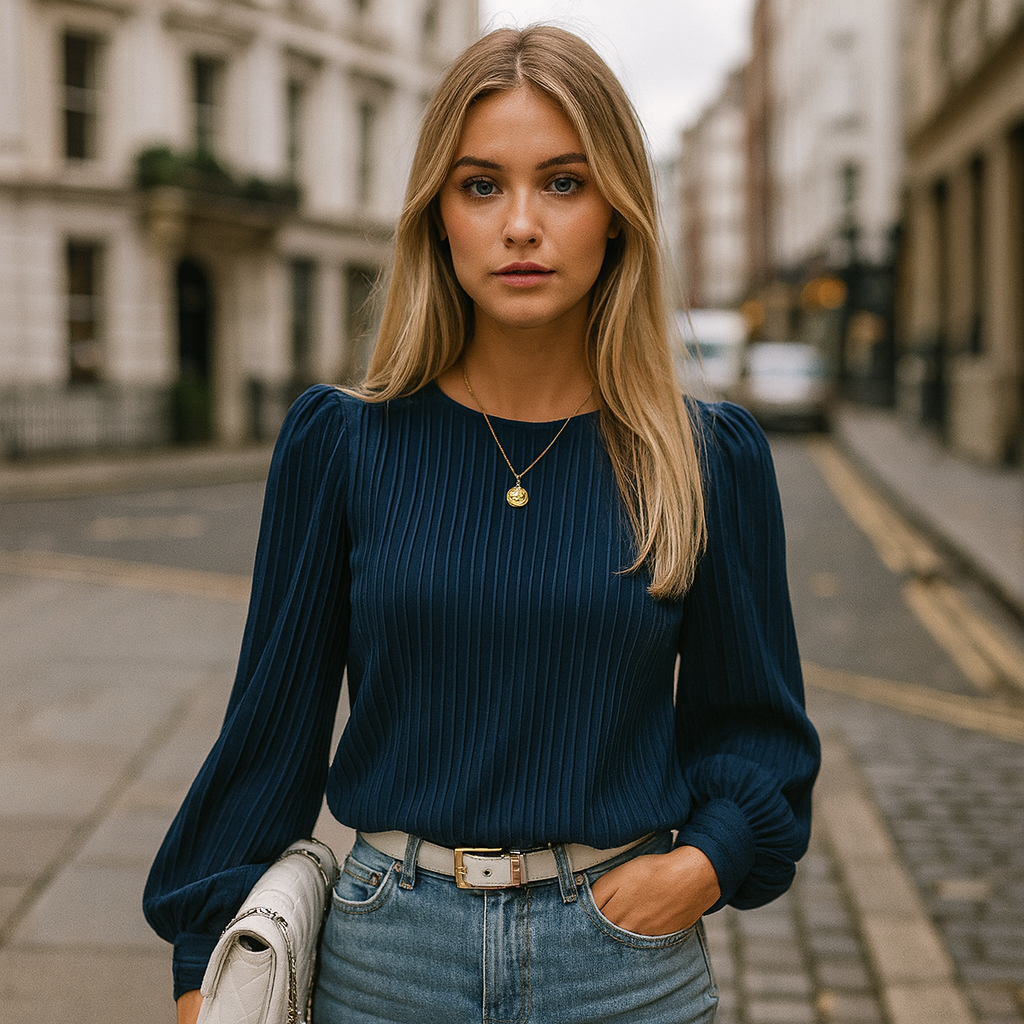 Sofie Plisseret Satinbluse