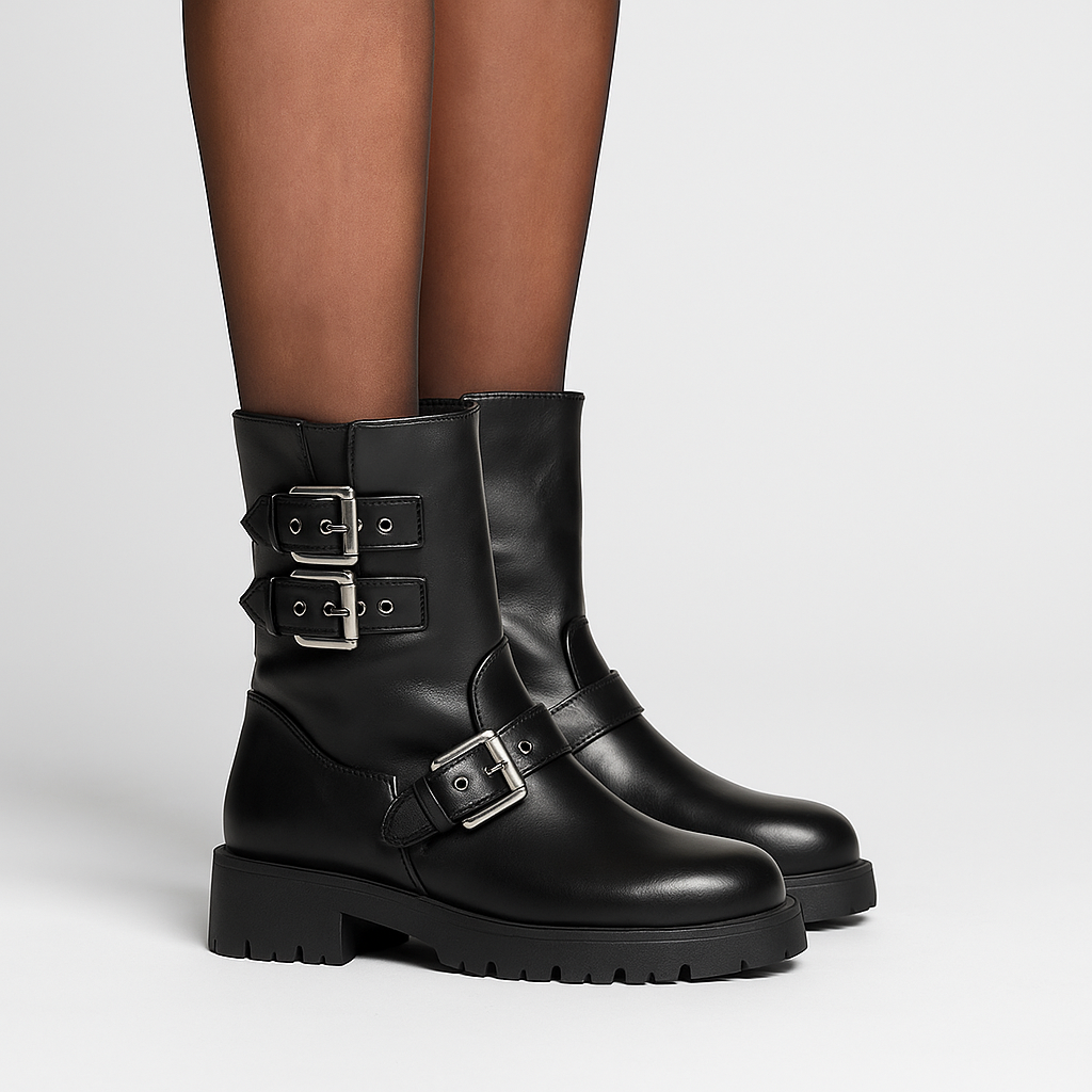 Alleah Vintage-stil støvler med spænde