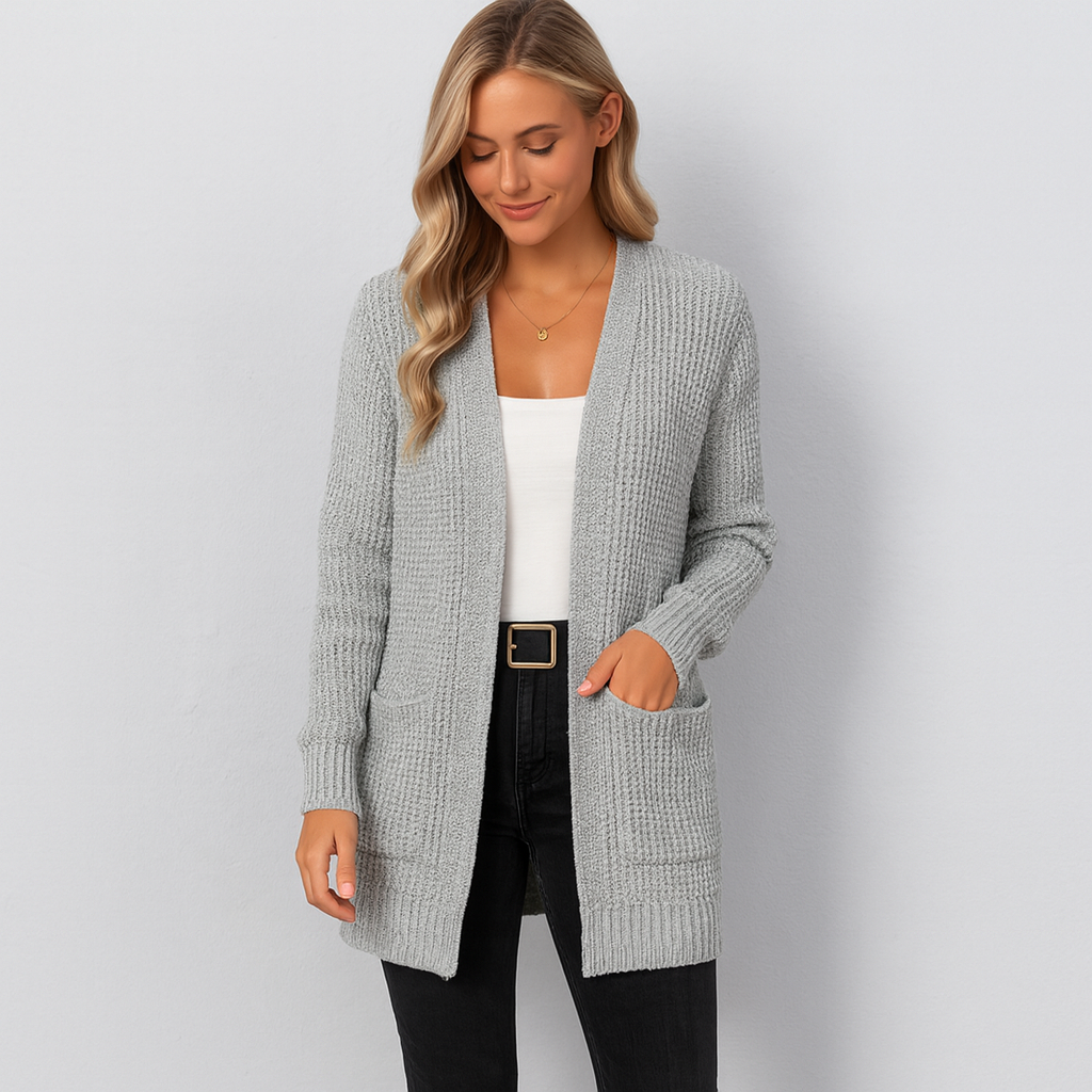 Birgitte Elegant Ensfarvet Cardigan