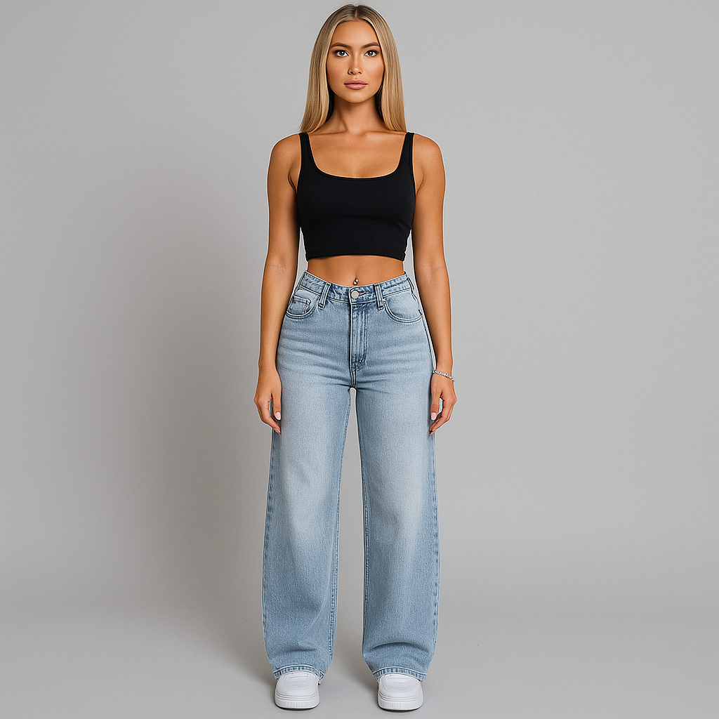 Deniese Afslappet jeans med høj talje