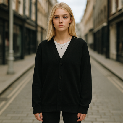 Dorthe Vintage lang cardigan med V-hals