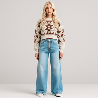 Iris Moderne trendy jeans med brede ben