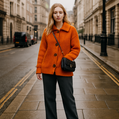 Jasmine Elegant cardigan med store knapper