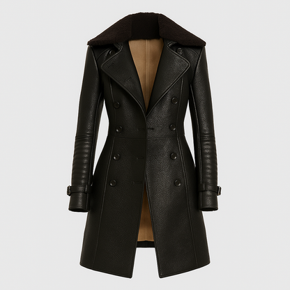 Kacee Elegant frakke i imiteret læder