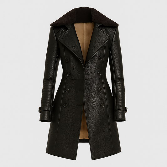 Kacee Elegant frakke i imiteret læder