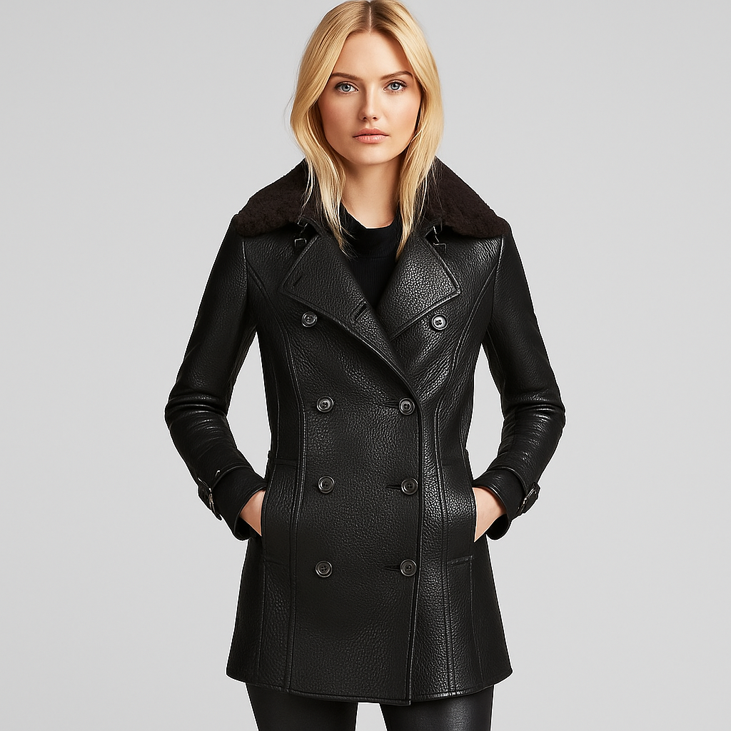 Kacee Elegant frakke i imiteret læder