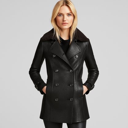 Kacee Elegant frakke i imiteret læder