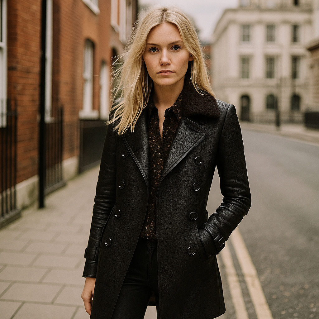 Kacee Elegant frakke i imiteret læder