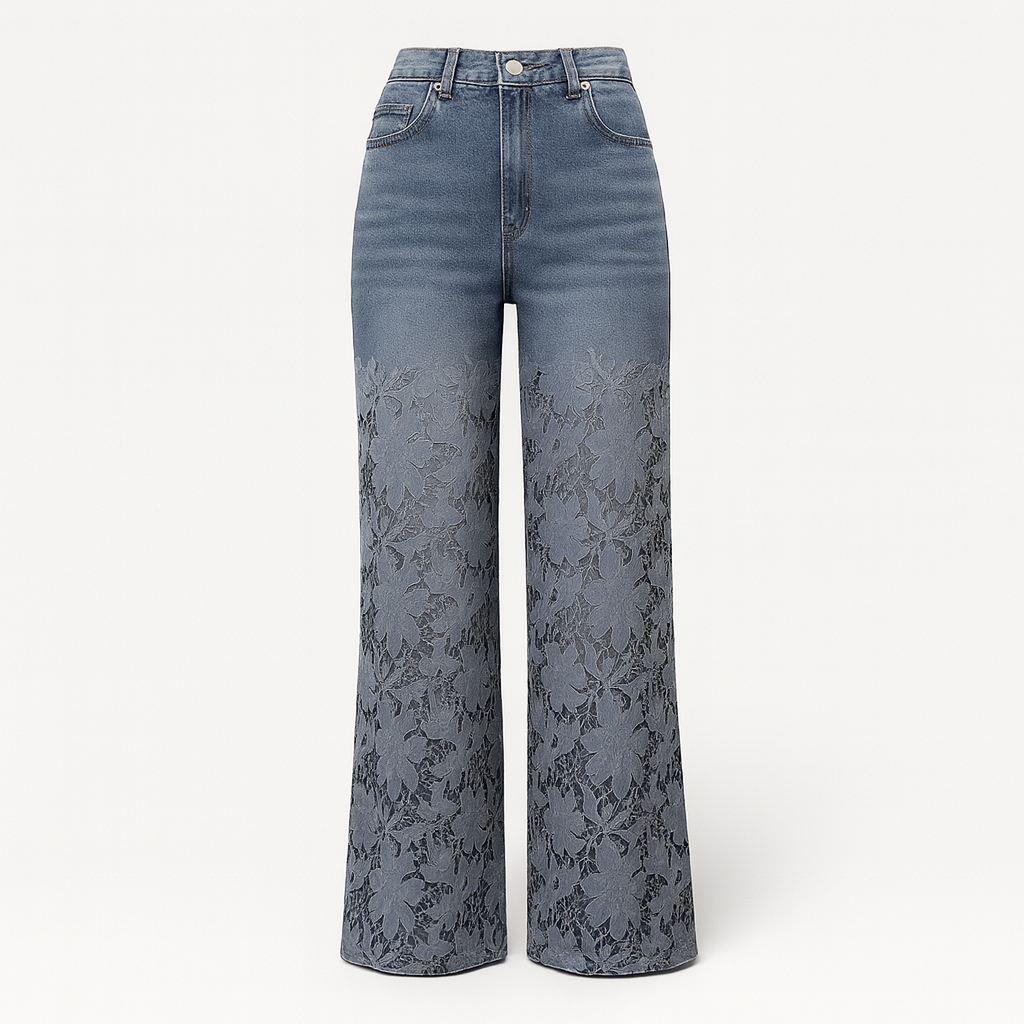 Kirsti Afslappede jeans med blondefliser