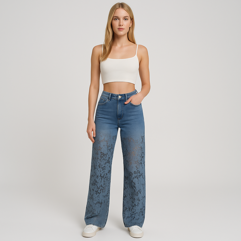 Kirsti Afslappede jeans med blondefliser