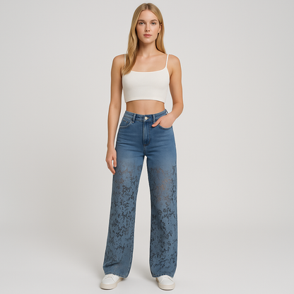 Kirsti Afslappede jeans med blondefliser