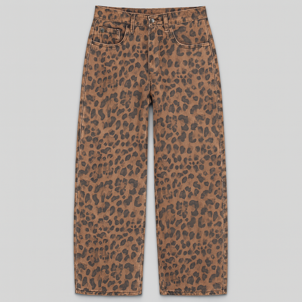 Lærke Jeans med leopardmønster