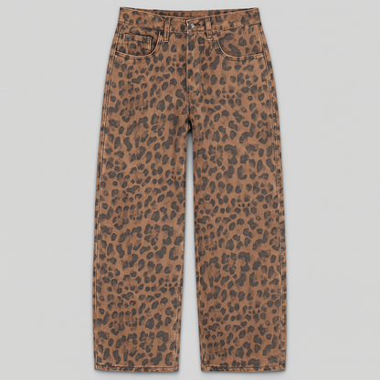 Lærke Jeans med leopardmønster