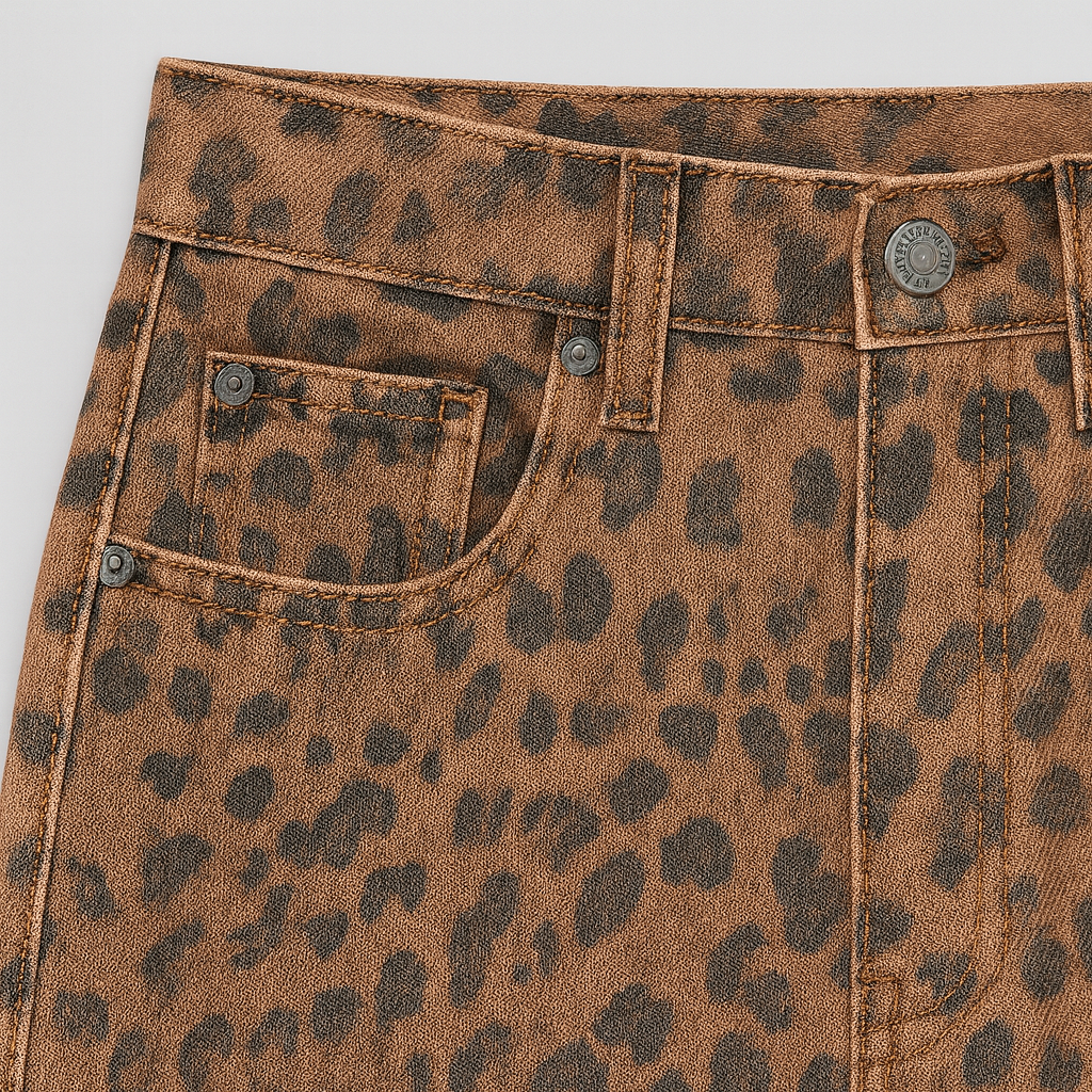 Lærke Jeans med leopardmønster