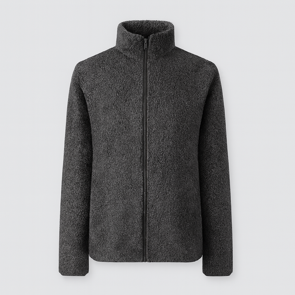 Pernille Fleece-cardigan med gennemgående lynlås