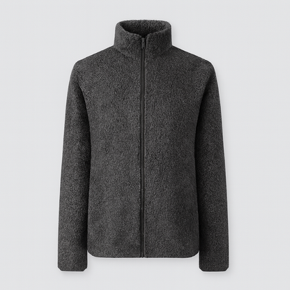 Pernille Fleece-cardigan med gennemgående lynlås