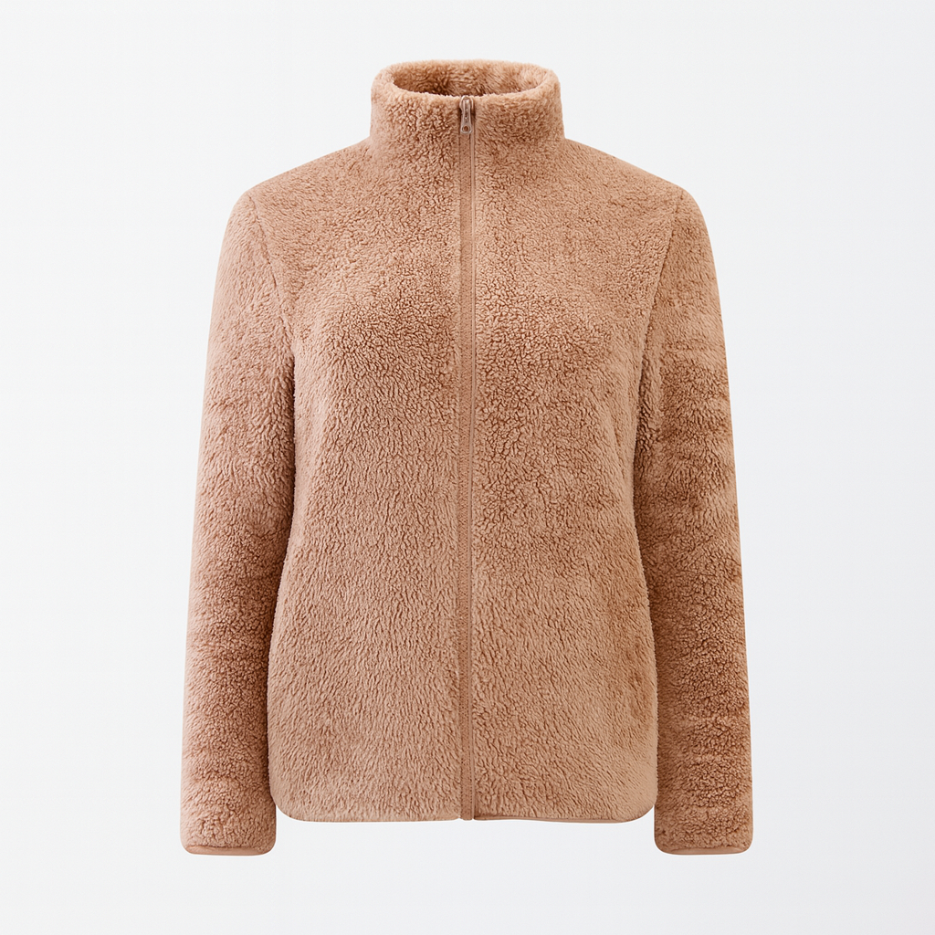 Pernille Fleece-cardigan med gennemgående lynlås