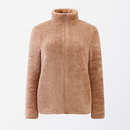 Pernille Fleece-cardigan med gennemgående lynlås