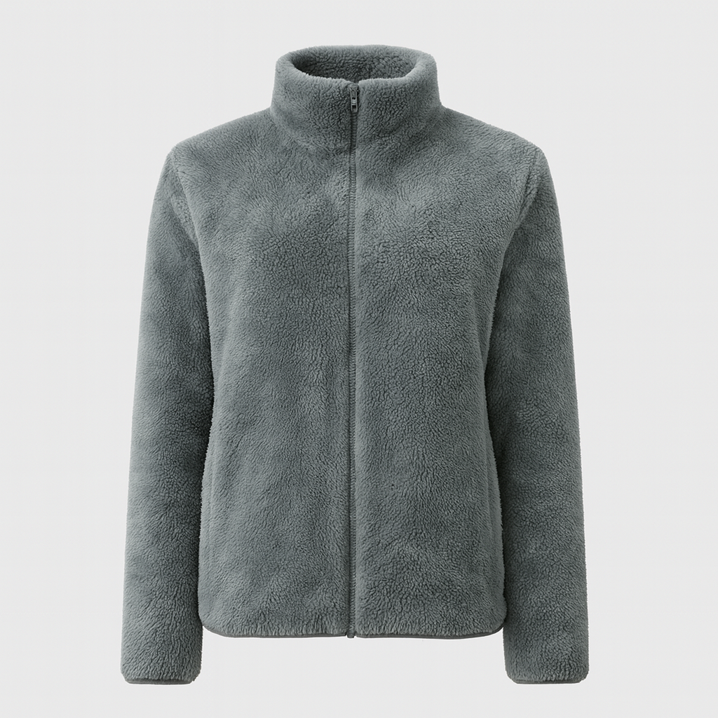 Pernille Fleece-cardigan med gennemgående lynlås