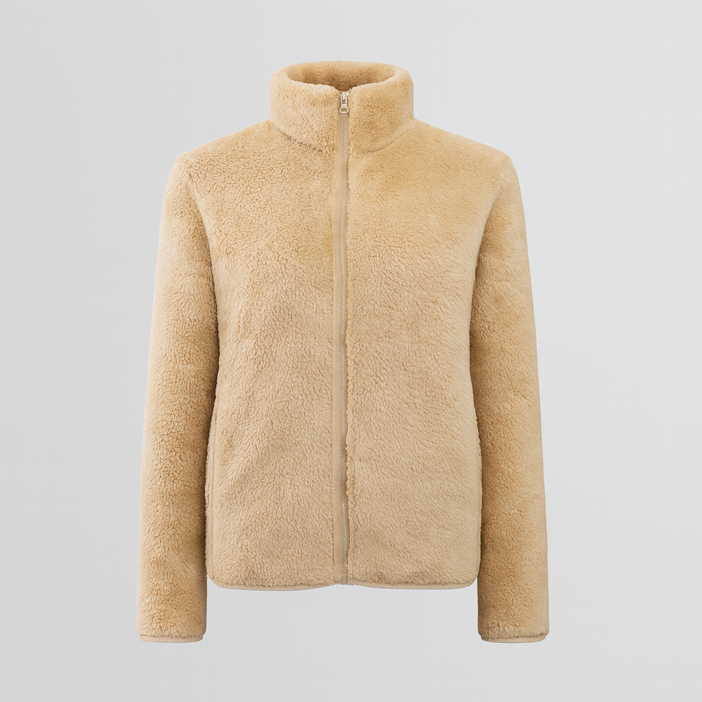 Pernille Fleece-cardigan med gennemgående lynlås