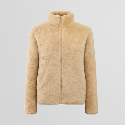 Pernille Fleece-cardigan med gennemgående lynlås