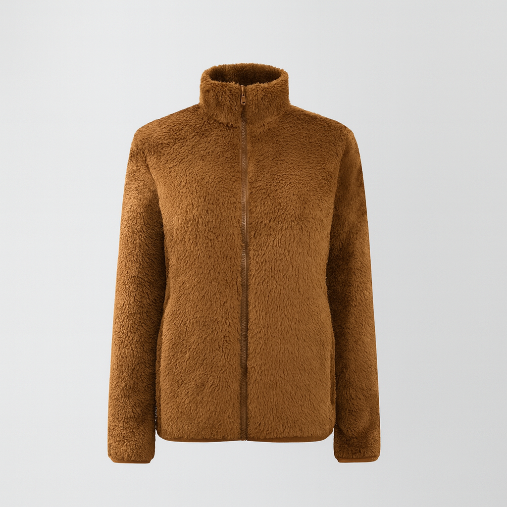 Pernille Fleece-cardigan med gennemgående lynlås