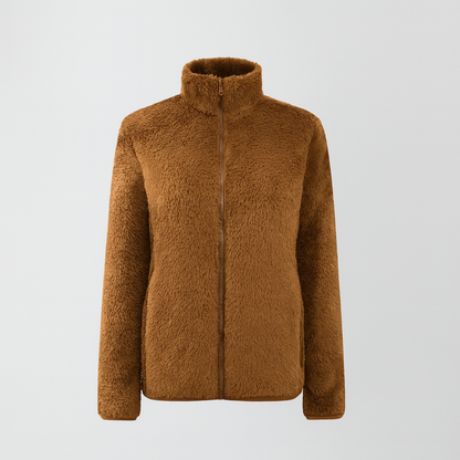 Pernille Fleece-cardigan med gennemgående lynlås