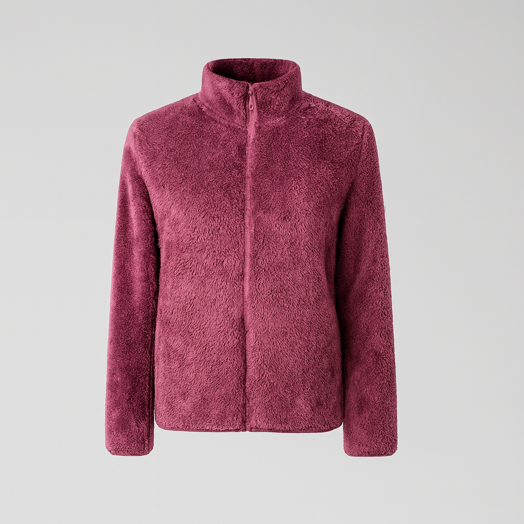 Pernille Fleece-cardigan med gennemgående lynlås