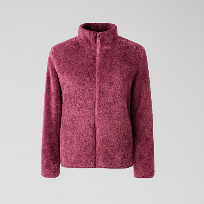 Pernille Fleece-cardigan med gennemgående lynlås