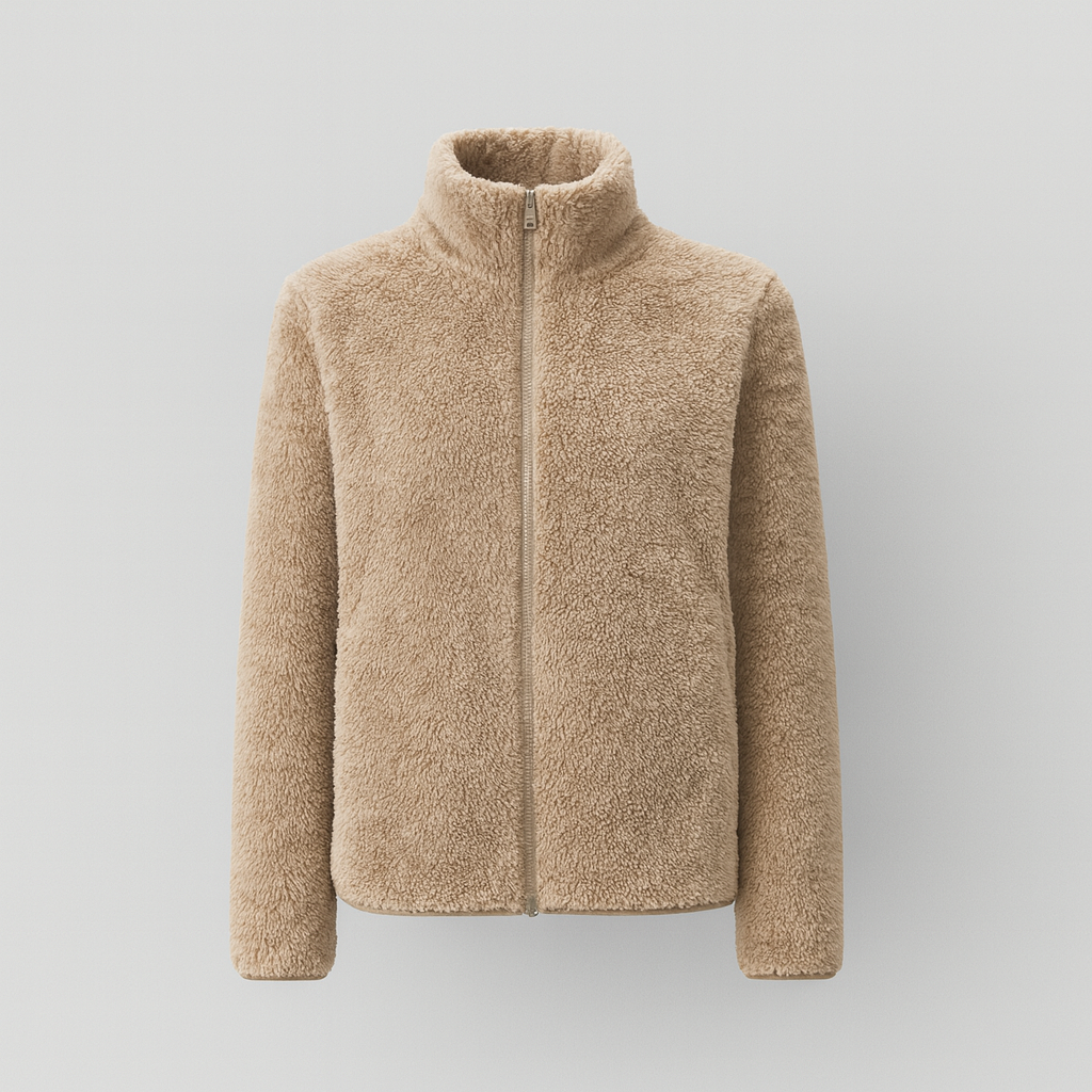 Pernille Fleece-cardigan med gennemgående lynlås