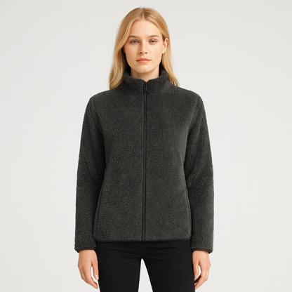 Pernille Fleece-cardigan med gennemgående lynlås