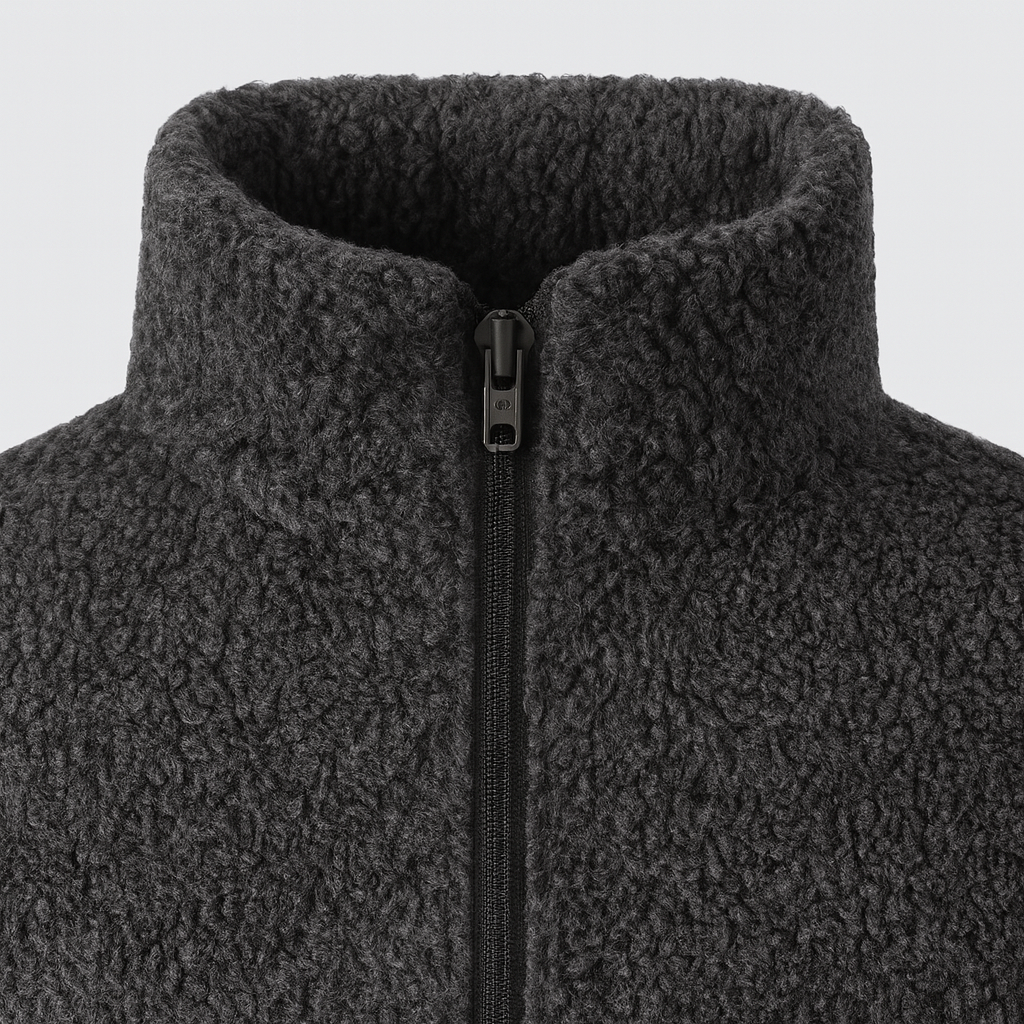 Pernille Fleece-cardigan med gennemgående lynlås