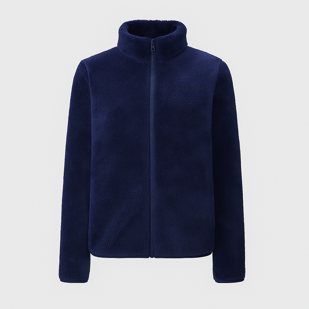 Pernille Fleece-cardigan med gennemgående lynlås