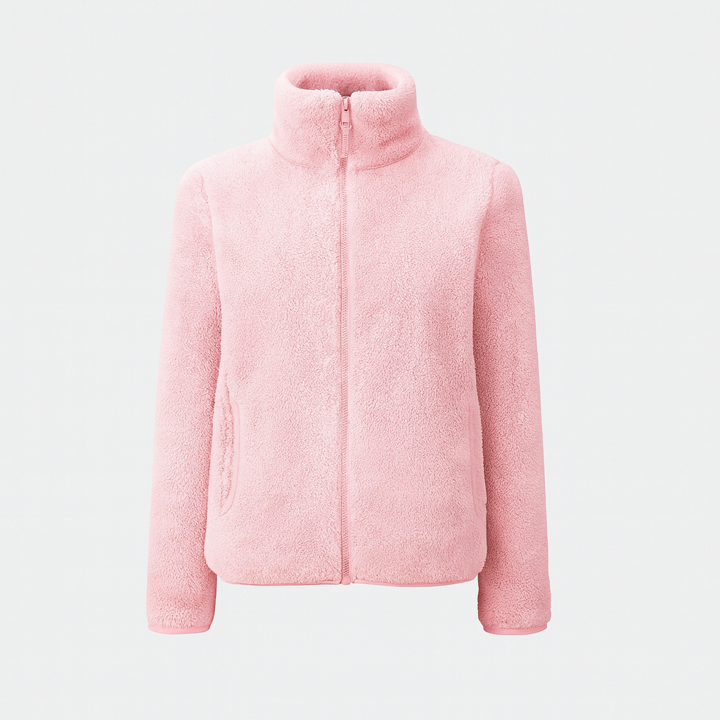 Pernille Fleece-cardigan med gennemgående lynlås