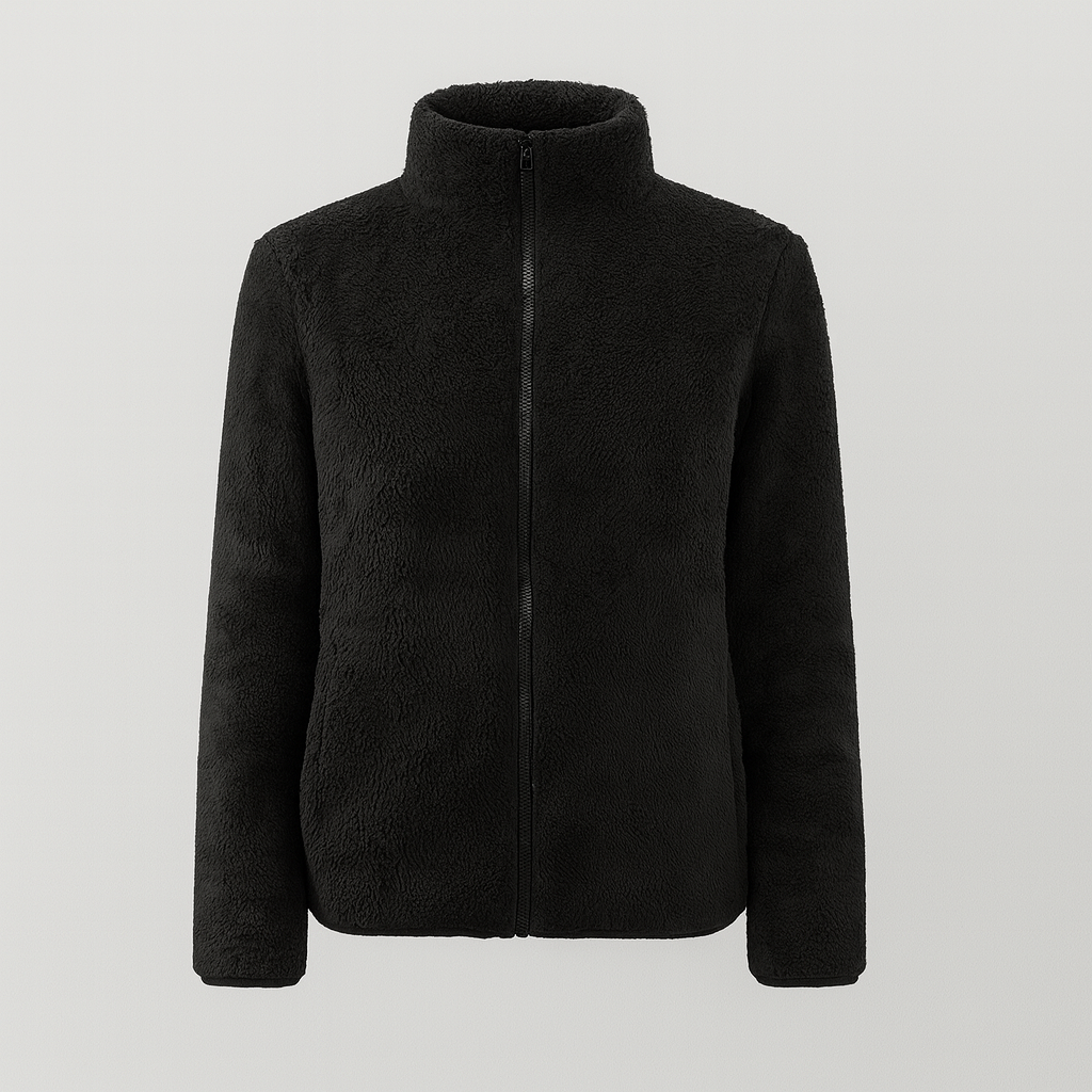 Pernille Fleece-cardigan med gennemgående lynlås