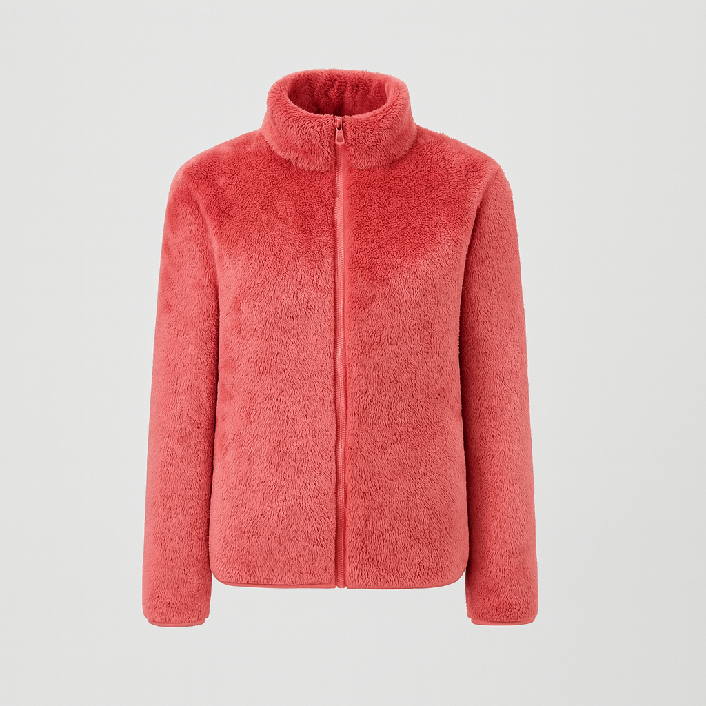 Pernille Fleece-cardigan med gennemgående lynlås