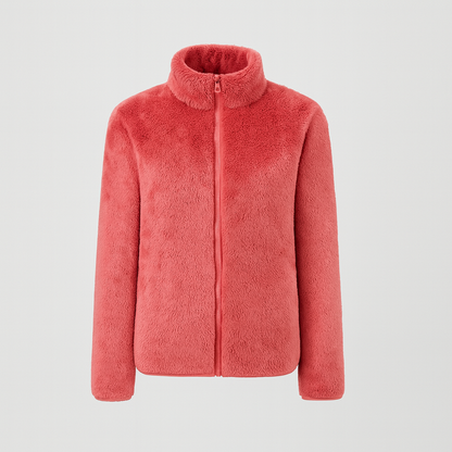 Pernille Fleece-cardigan med gennemgående lynlås