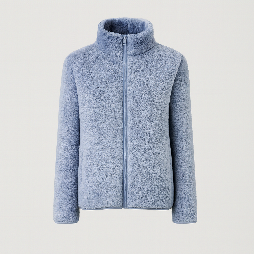 Pernille Fleece-cardigan med gennemgående lynlås